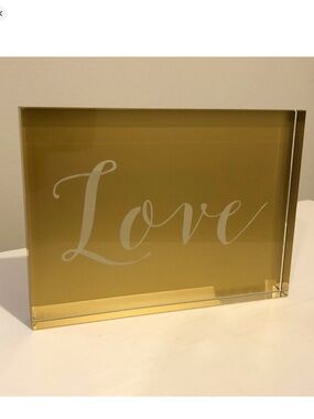 NEW! SIXTREES Gold LOVE Mirror Metallic Free Standing Shelf Mantel Decor